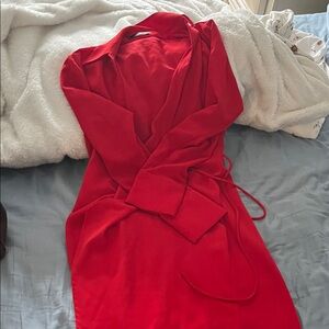 Mango Red Long Sleeve Dress